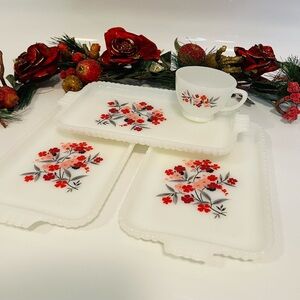 Vintage Anchor Hocking Fire-King Primrose Snack Plate & Cup Set